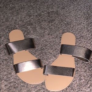 Rose gold slip on sandals